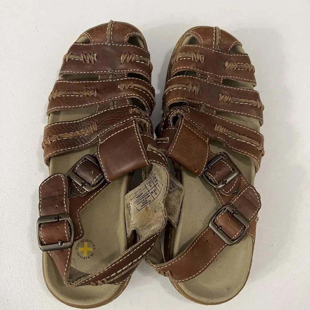 Dr. Martens Fisherman Sandals Men's Size 8 Brown Leather Vintage Y2K Buckle